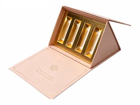 Pink Triangle Display Box with Gold Tray · Blush Pink With Gold Insert by Xinhua Pack Legend