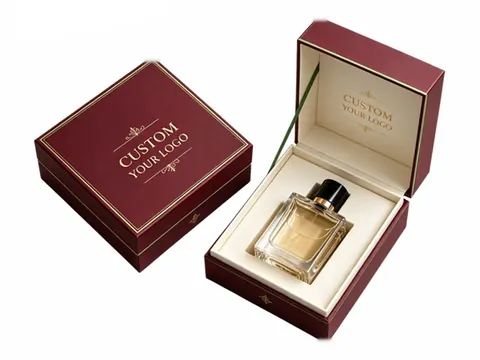 Burgundy Square Hinged Perfume Box by Xinhua Pack Legend