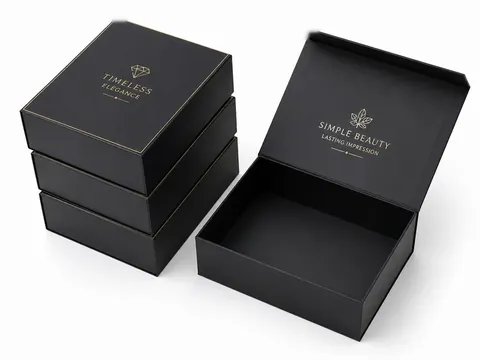 Black Flip-Top Gift Boxes with Gold Logo by Xinhua Pack Legend