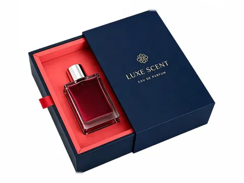 Navy Perfume Drawer Box with Red Interior by Xinhua Pack Legend