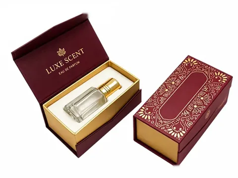 Burgundy Flip-Top Perfume Box with Gold Pattern by Xinhua Pack Legend