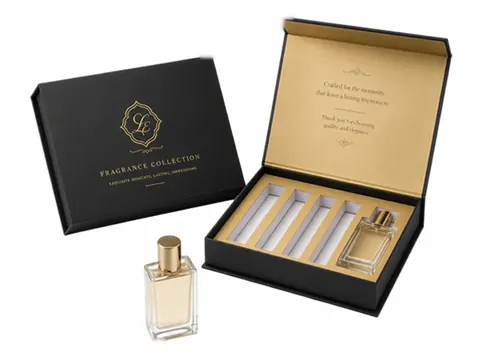Black Perfume Set Box with Gold Tray by Xinhua Pack Legend