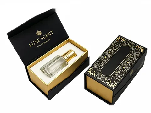Black Flip-Top Perfume Box with Gold Pattern by Xinhua Pack Legend