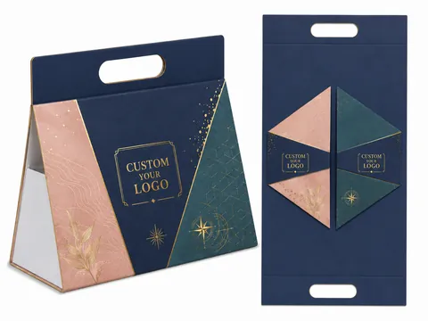 Navy Pink Teal Triangle Handle Box by Xinhua Pack Legend