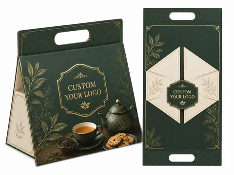 Green Tea Art Triangle Handle Box by Xinhua Pack Legend