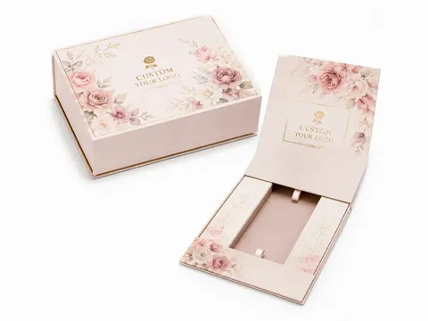 Blush Rose Print Flip-Top Box with Tray by Xinhua Pack Legend