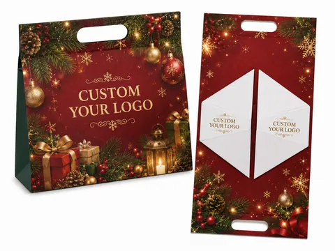 Red Christmas Print Triangle Handle Box by Xinhua Pack Legend