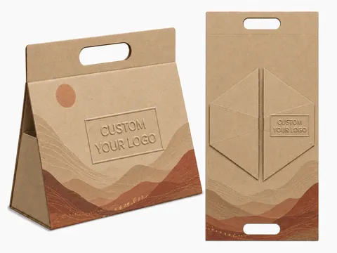 Kraft Triangle Handle Box with Mountain Print by Xinhua Pack Legend