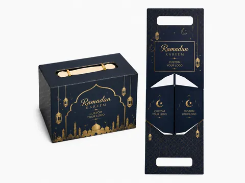 Navy Crescent Moon Print Handle Box by Xinhua Pack Legend
