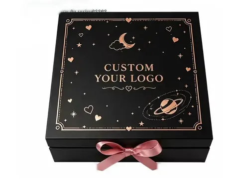 Black Ribbon Box with Rose Gold Print by Xinhua Pack Legend