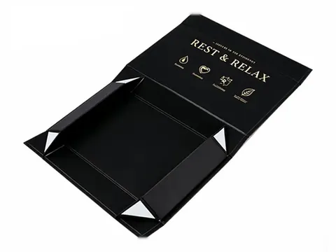 Black Foldable Magnetic Box with Gold Print by Xinhua Pack Legend