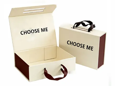 Cream Flip-Top Box with Ribbon Handle by Xinhua Pack Legend