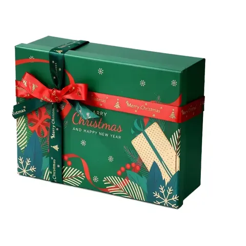 Green Embossed Rigid Box with Ribbon Handle by Xinhua Pack Legend