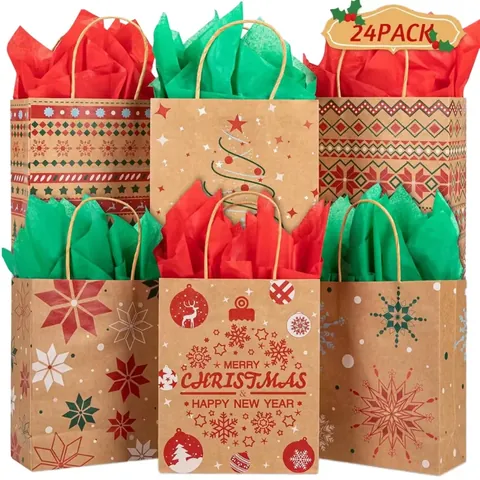 Christmas Kraft Treat Bag, 24-pack by Xinhua Pack Legend