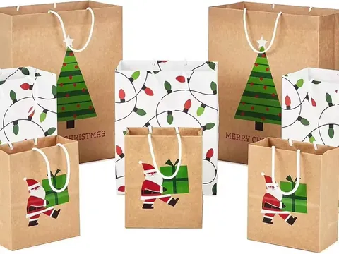 Christmas Kraft Bag Set, Assorted Sizes by Xinhua Pack Legend